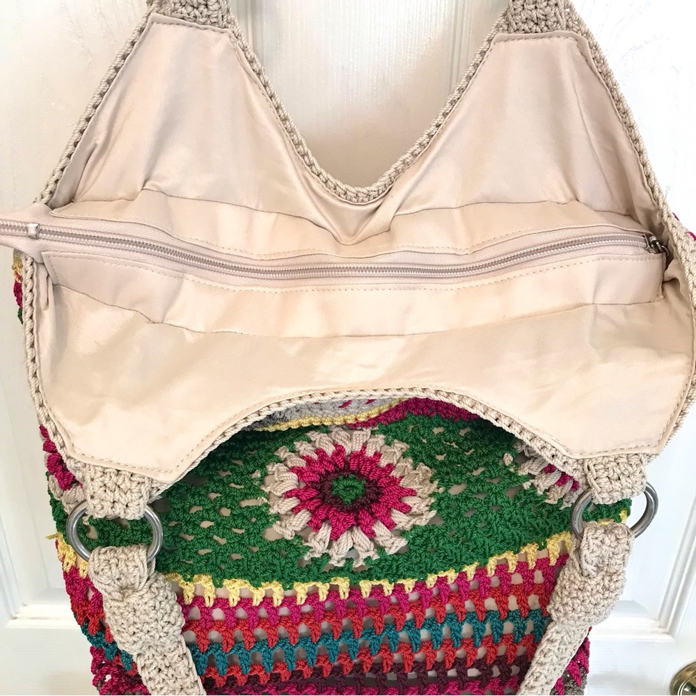 The Sak Ellis Crochet Hobo Bag Boho Granny Square NWOT - Picture 12 of 16
